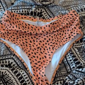 Peach Black Speckled High-Waist Bikini Bottoms NWOT